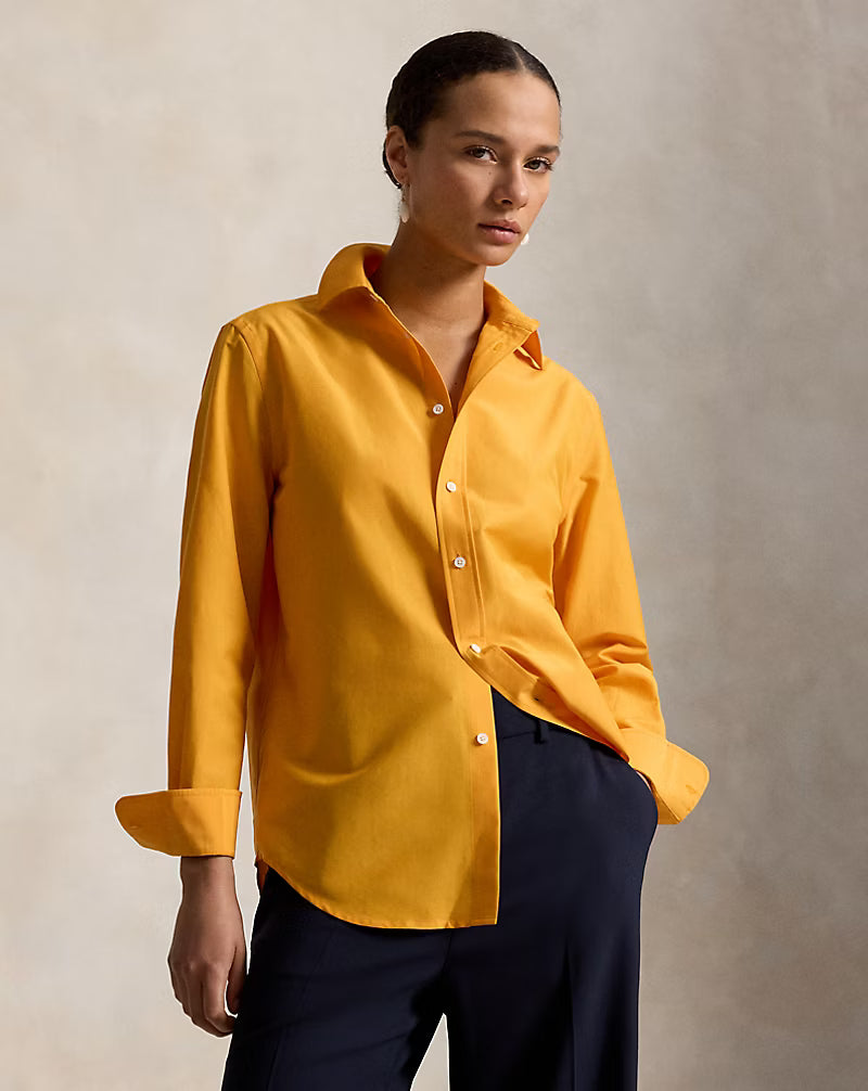 Polo Ralph Lauren Relaxed Fit Cotton-Silk Shirt - Satsuma Orange