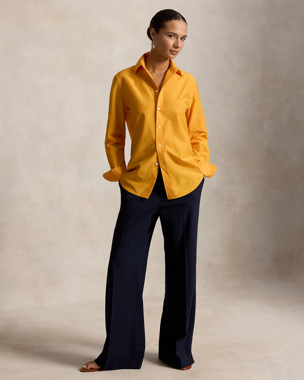 Polo Ralph Lauren Relaxed Fit Cotton-Silk Shirt - Satsuma Orange