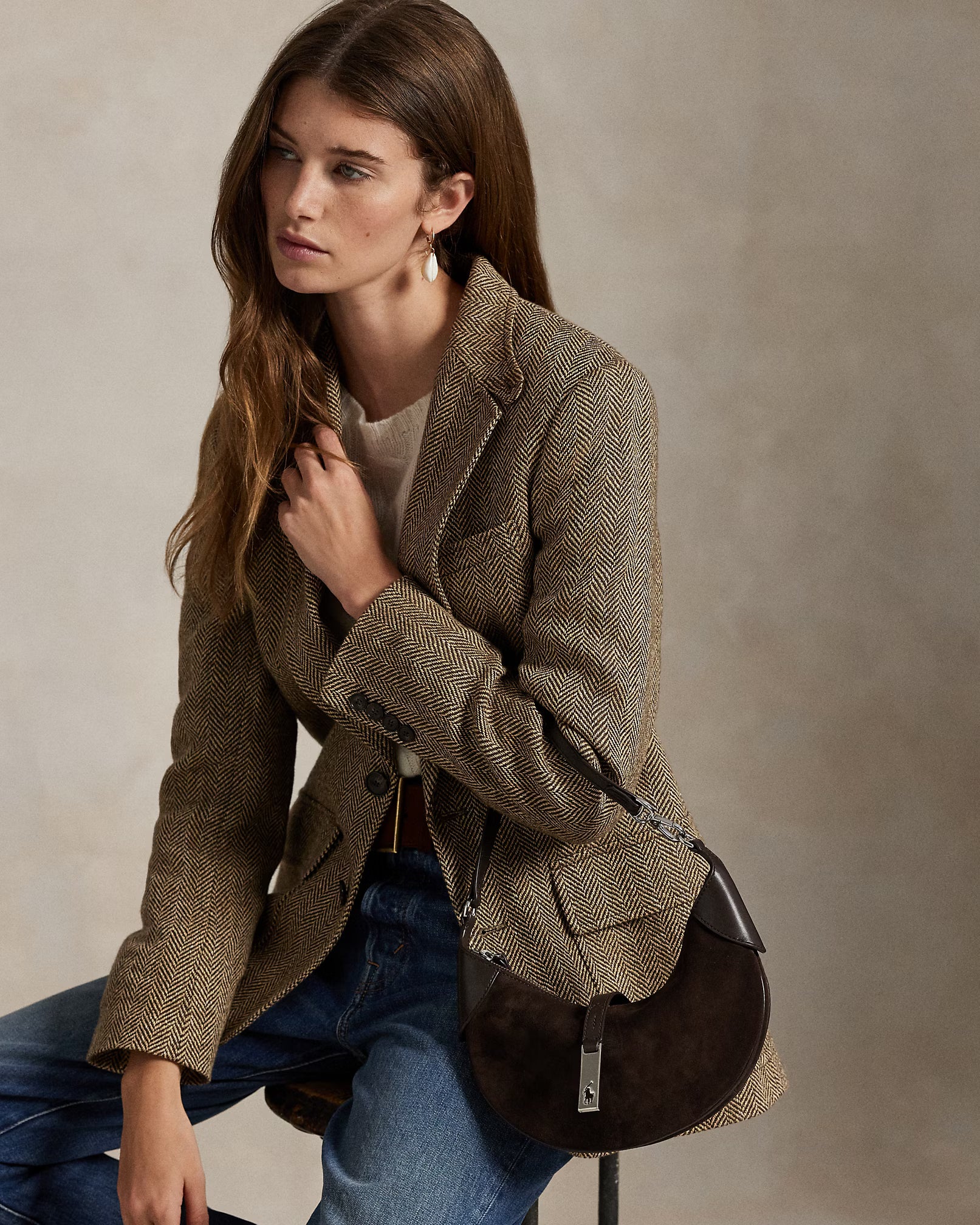 Polo Ralph Lauren Polo ID Suede Mini Shoulder Bag - Brown