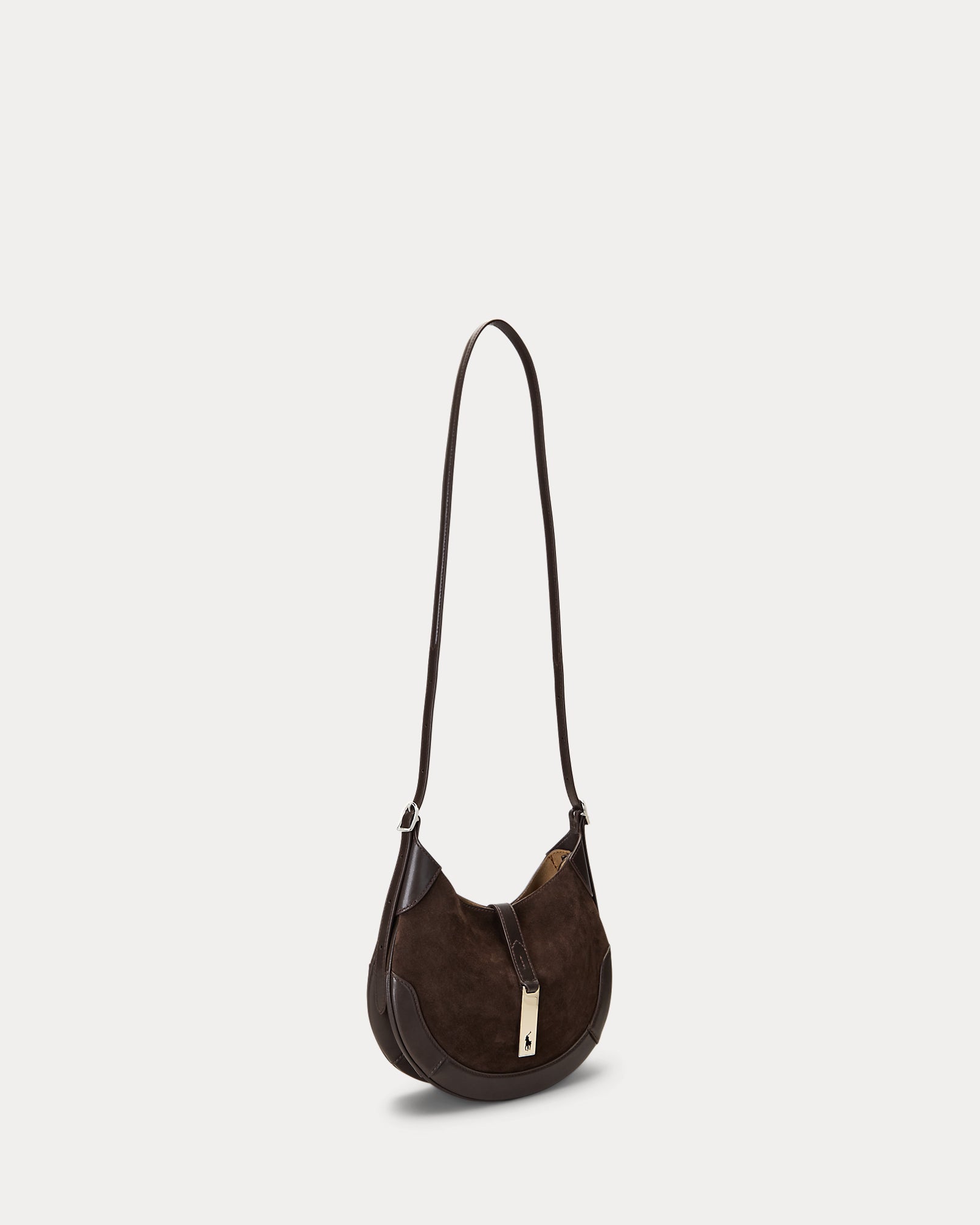 Polo Ralph Lauren Polo ID Suede-Leather Small Shoulder Bag - Chocolate