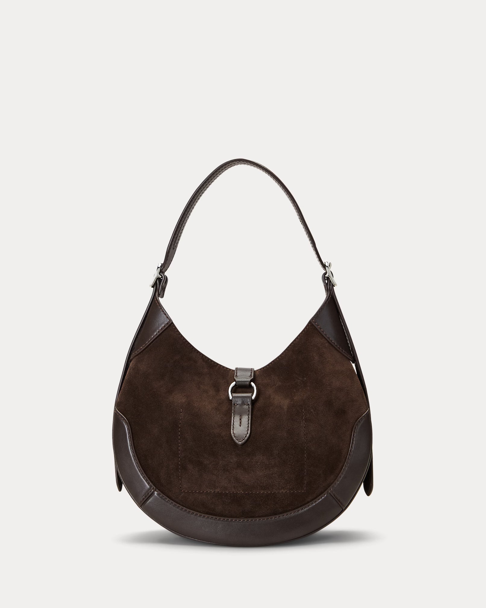 Polo Ralph Lauren Polo ID Suede-Leather Small Shoulder Bag - Chocolate