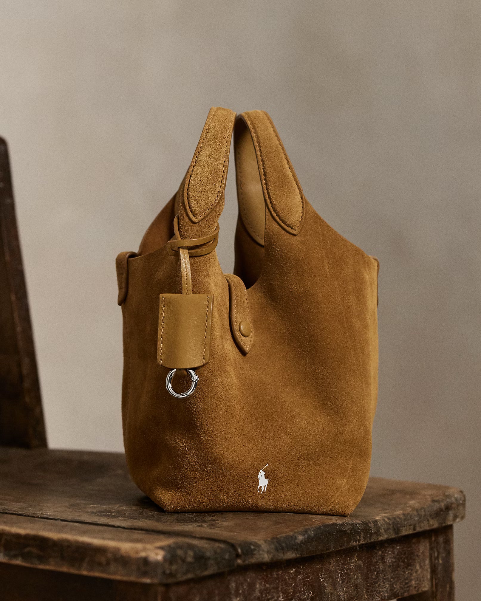 Polo Ralph Lauren Polo Play Suede Small Tote & Crossbody- Caramel
