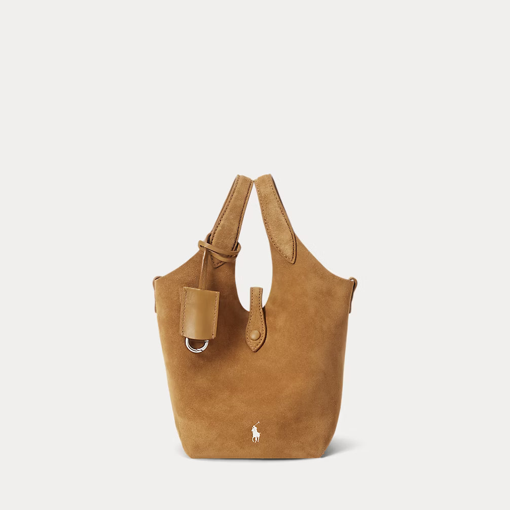 Polo Ralph Lauren Polo Play Suede Small Tote & Crossbody- Caramel