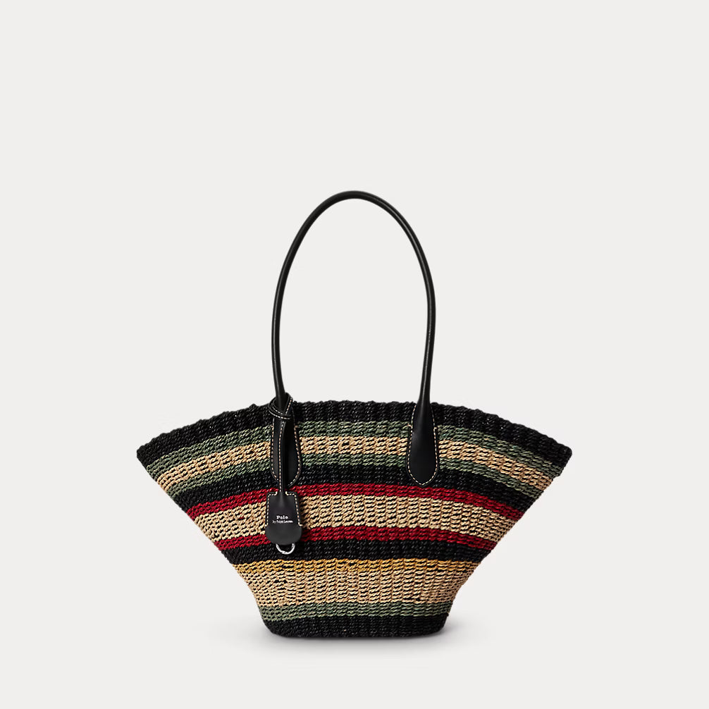 Polo Ralph Lauren Bellport Striped Raffia Basket Tote