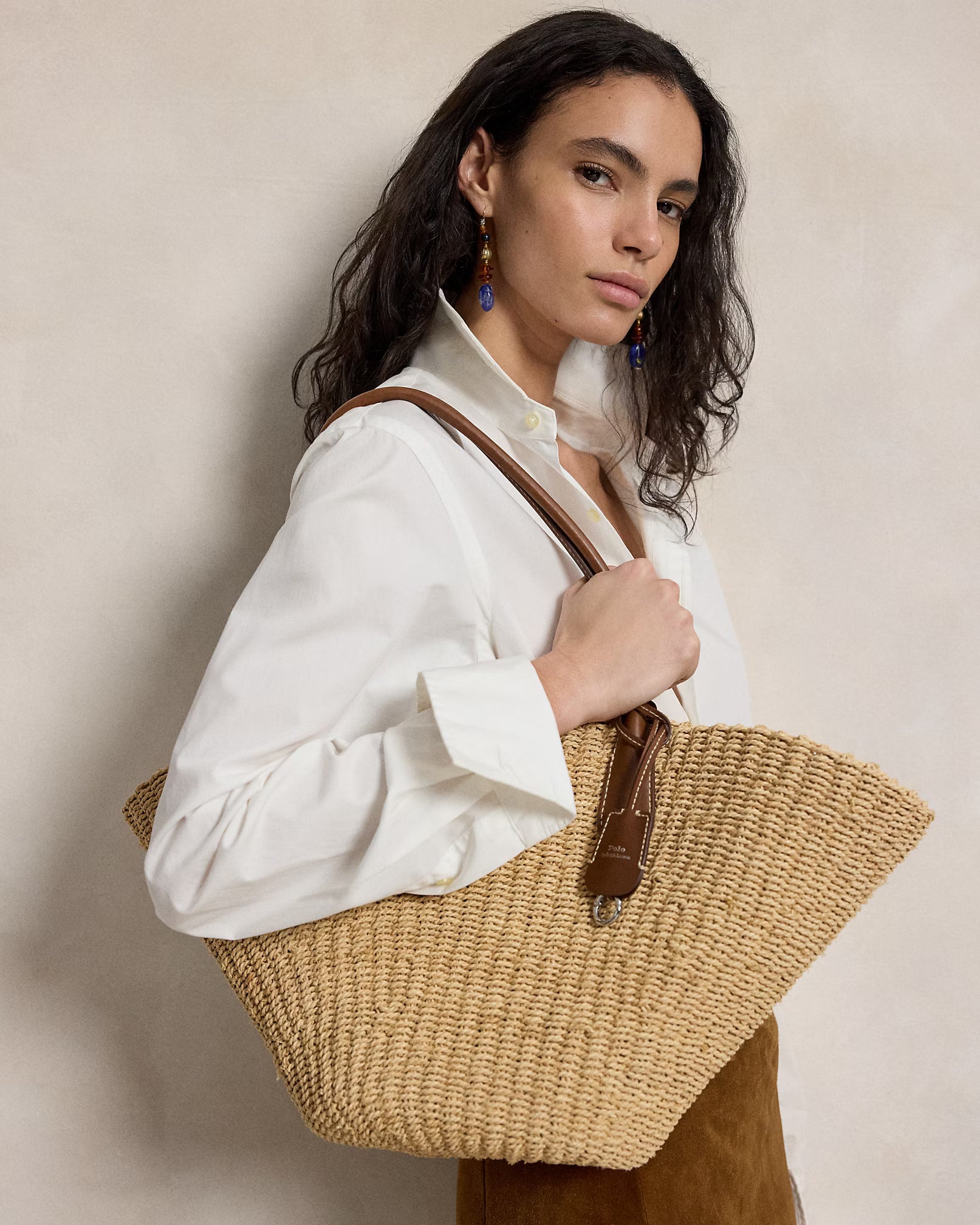 Polo Ralph Lauren Bellport Raffia Basket Tote