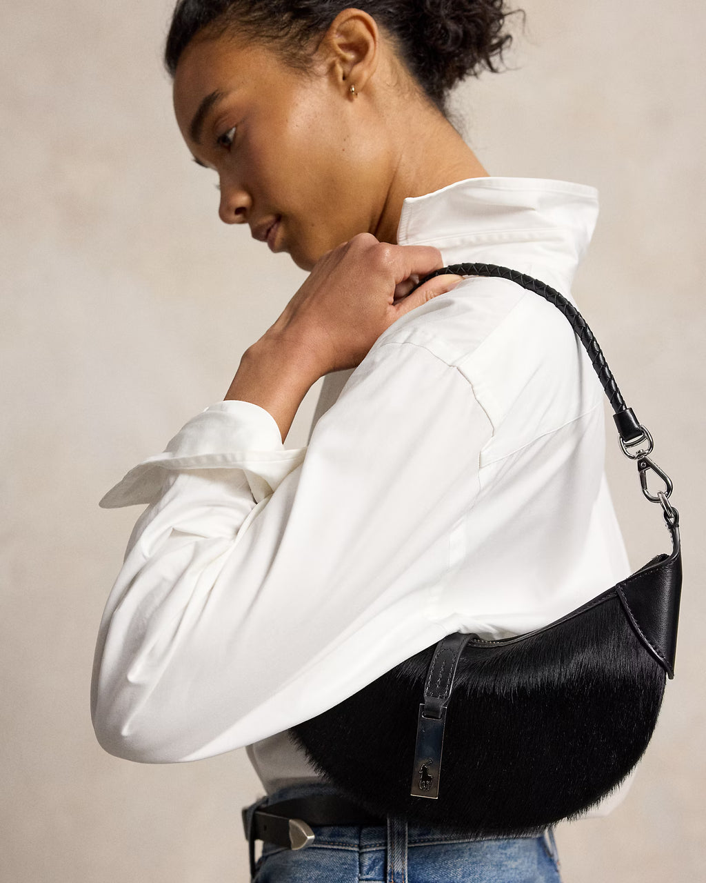 Polo Ralph Lauren Polo ID Haircalf Mini Shoulder Bag - Black
