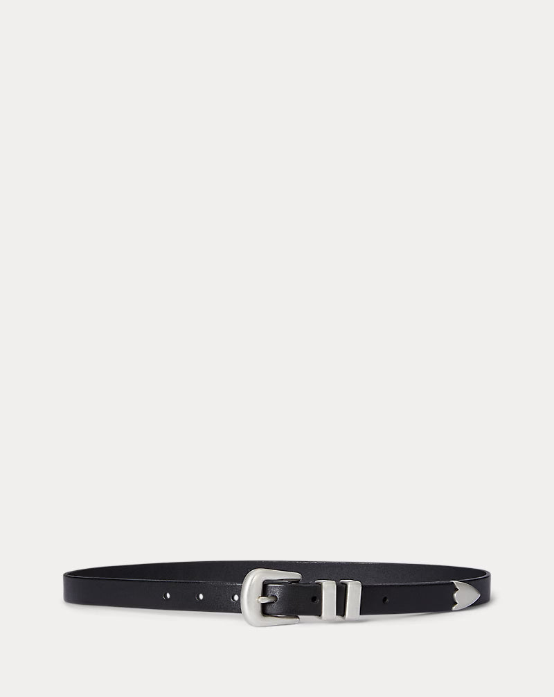Polo Ralph Lauren Western Distressed Leather Belt - Black