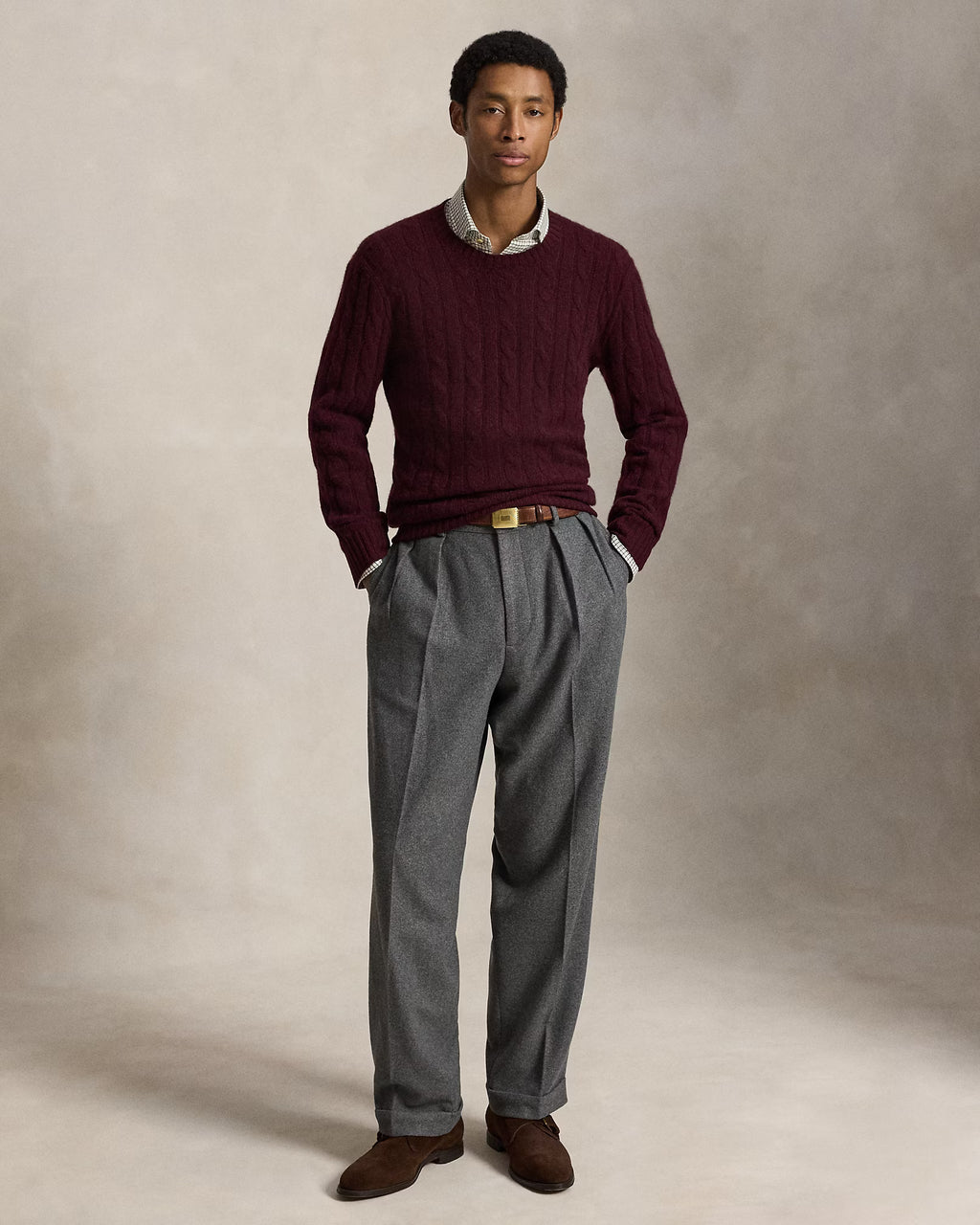Polo Ralph Lauren The Iconic Cable-Knit Cashmere Sweater - Merlot Wine Heather