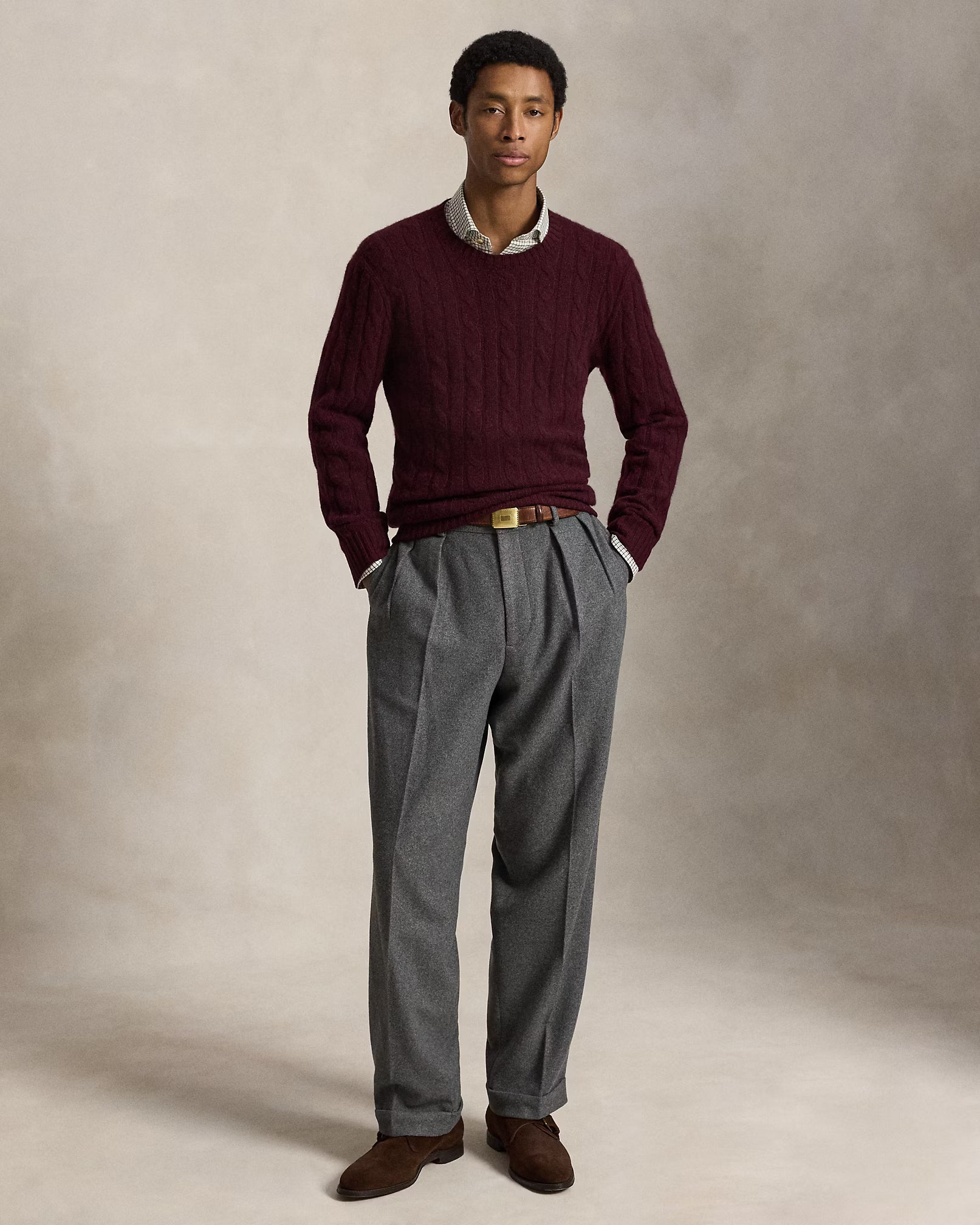 Polo Ralph Lauren The Iconic Cable-Knit Cashmere Sweater - Merlot Wine Heather