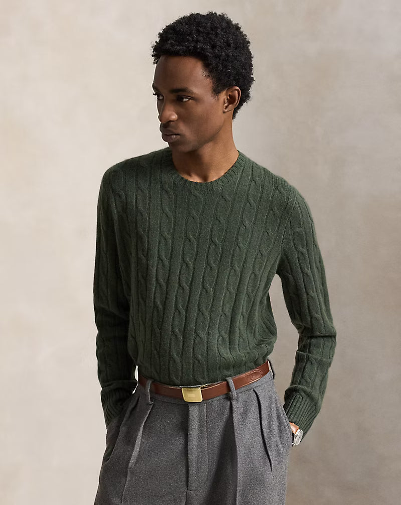 Polo Ralph Lauren The Iconic Cable-Knit Cashmere Sweater - Pine Heather