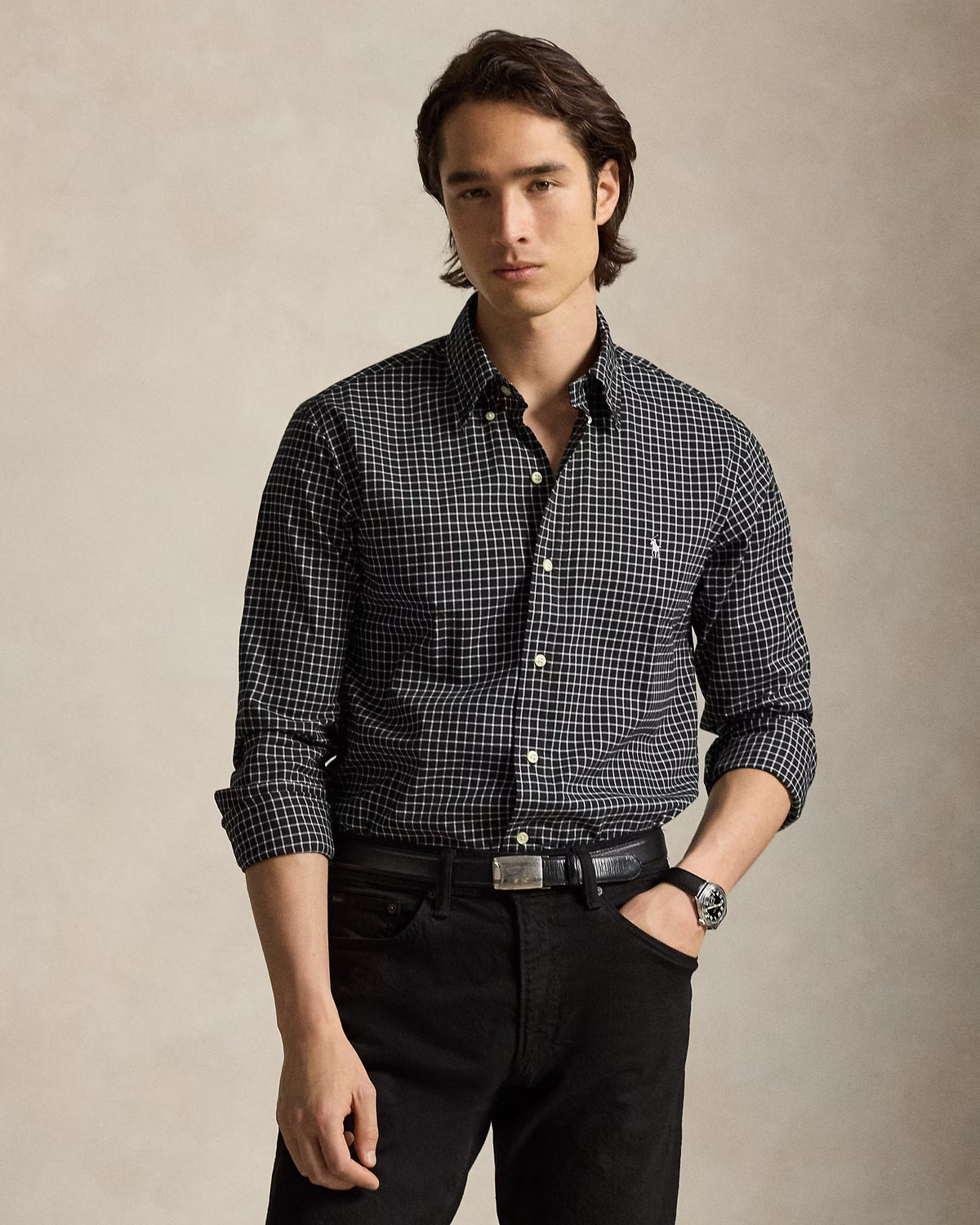 Polo Ralph Lauren Classic Fit Plaid Twill Shirt - Black Cream