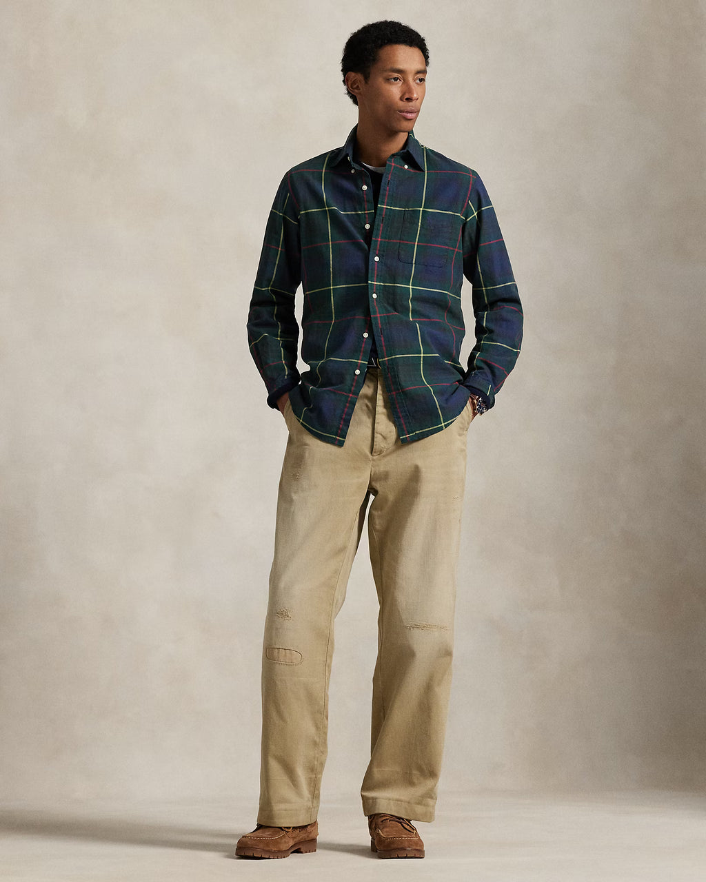 Polo Ralph Lauren Classic Fit Plaid Oxford Shirt - Green Navy Multi