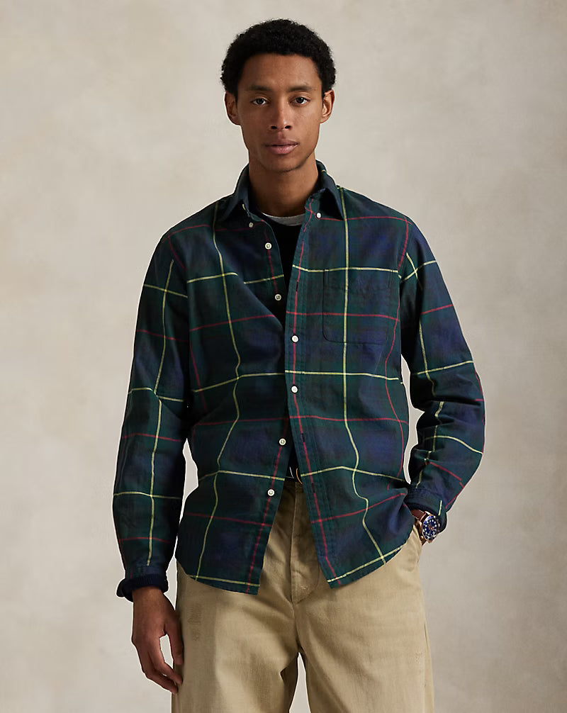 Polo Ralph Lauren Classic Fit Plaid Oxford Shirt - Green Navy Multi