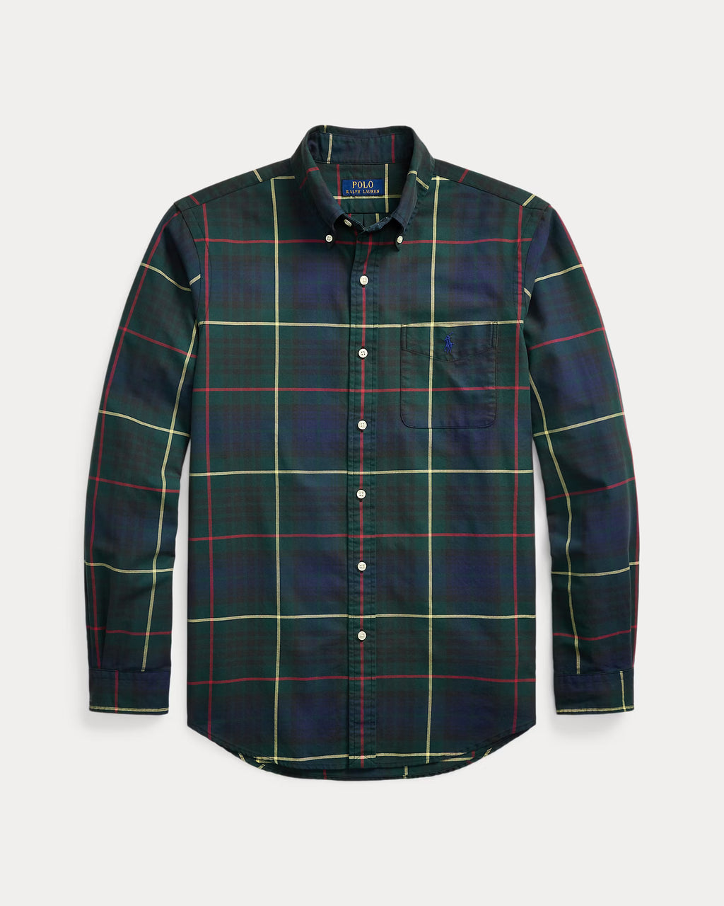 Polo Ralph Lauren Classic Fit Plaid Oxford Shirt - Green Navy Multi