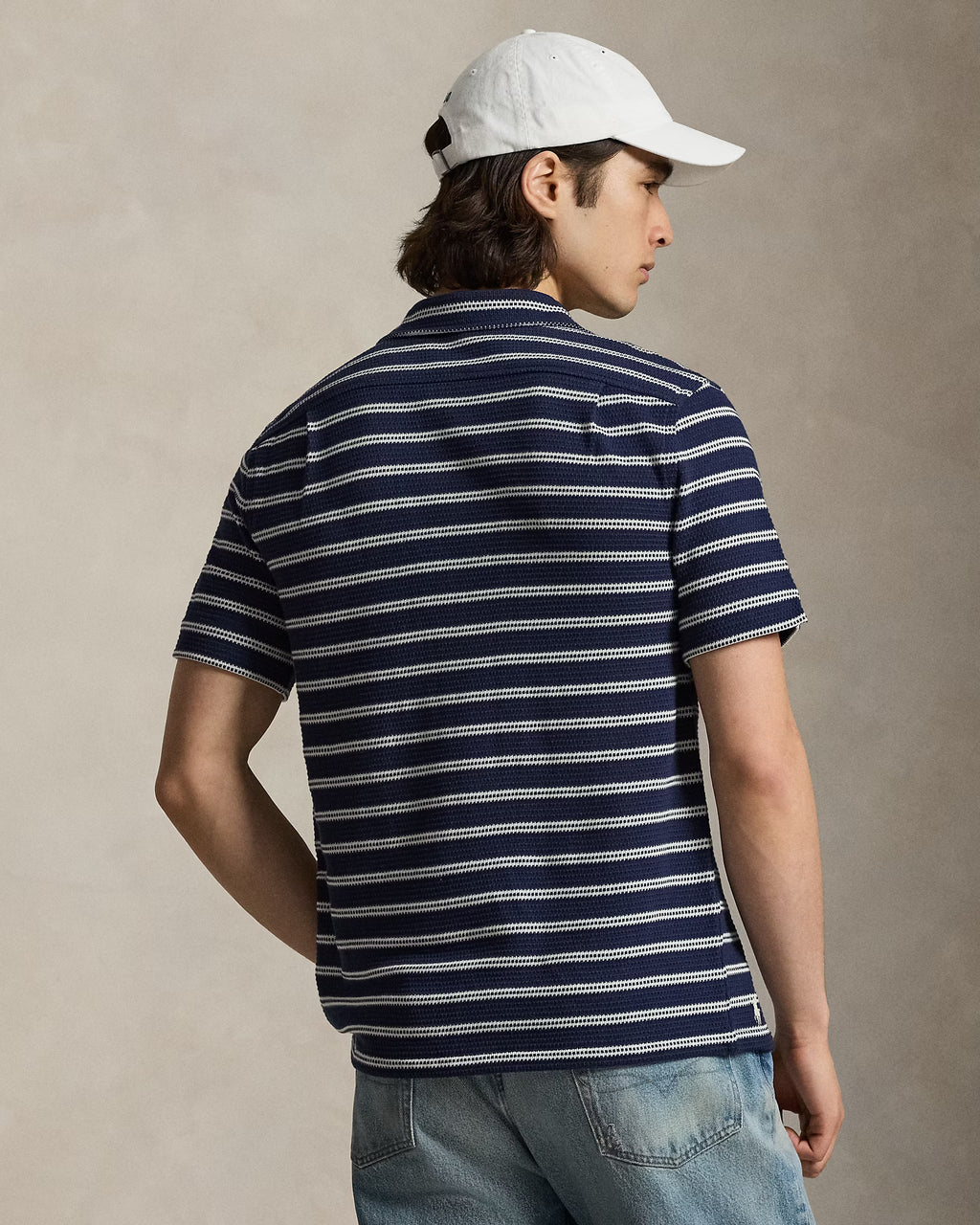 Polo Ralph Lauren Striped Pointelle-Ribbed Camp Shirt