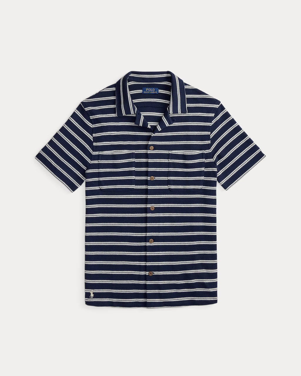 Polo Ralph Lauren Striped Pointelle-Ribbed Camp Shirt