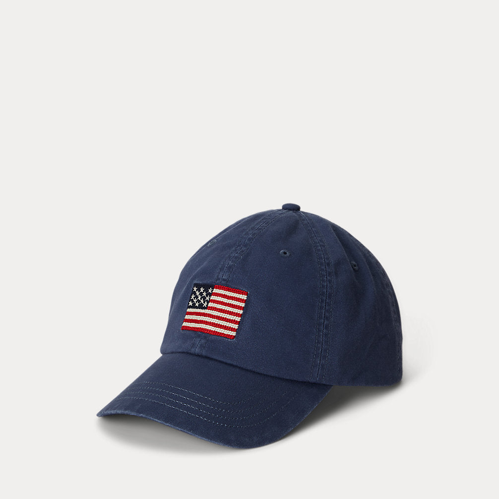 Polo Ralph Lauren Flag-Embroidered Twill Ball Cap - Light Navy