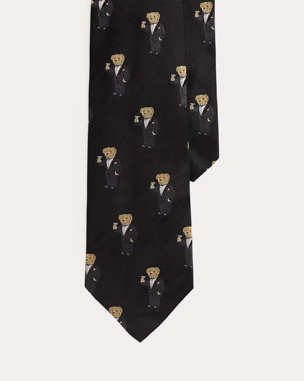 Polo Ralph Lauren Graduate Martini Bear Silk Tie - Black
