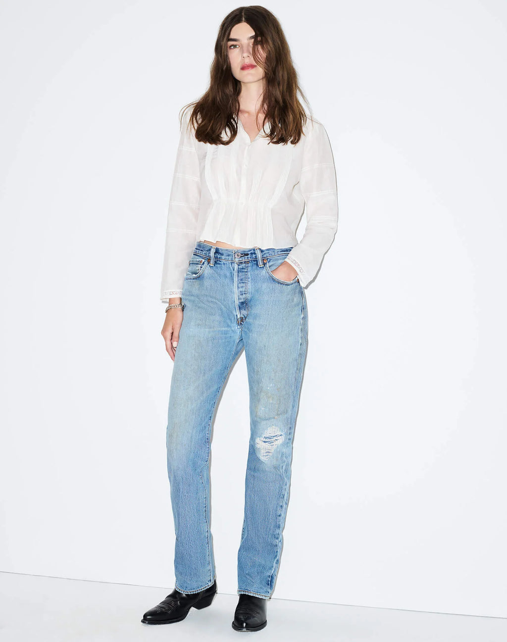 Re/Done Addie Blouse  - Vintage White