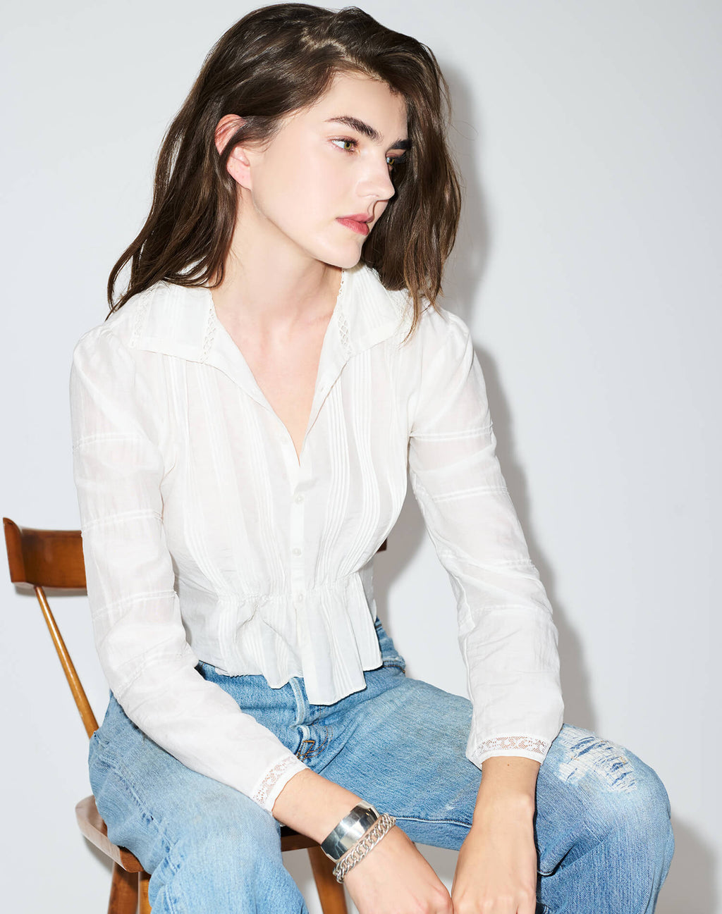 Re/Done Addie Blouse  - Vintage White