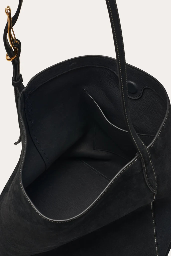 Liffner Suede Slouch Bucket Bag - Black