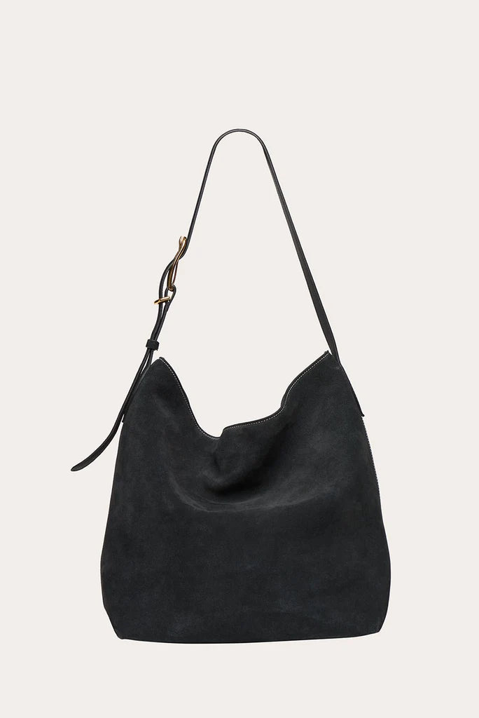 Liffner Suede Slouch Bucket Bag - Black