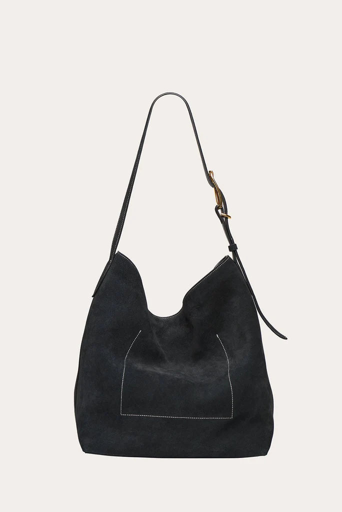 Liffner Suede Slouch Bucket Bag - Black