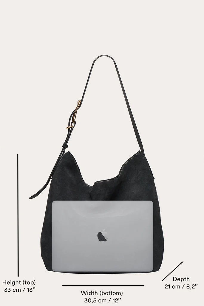 Liffner Suede Slouch Bucket Bag - Black