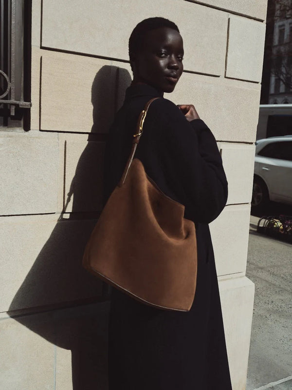 Liffner Slouch Bucket Dark Brown Suede