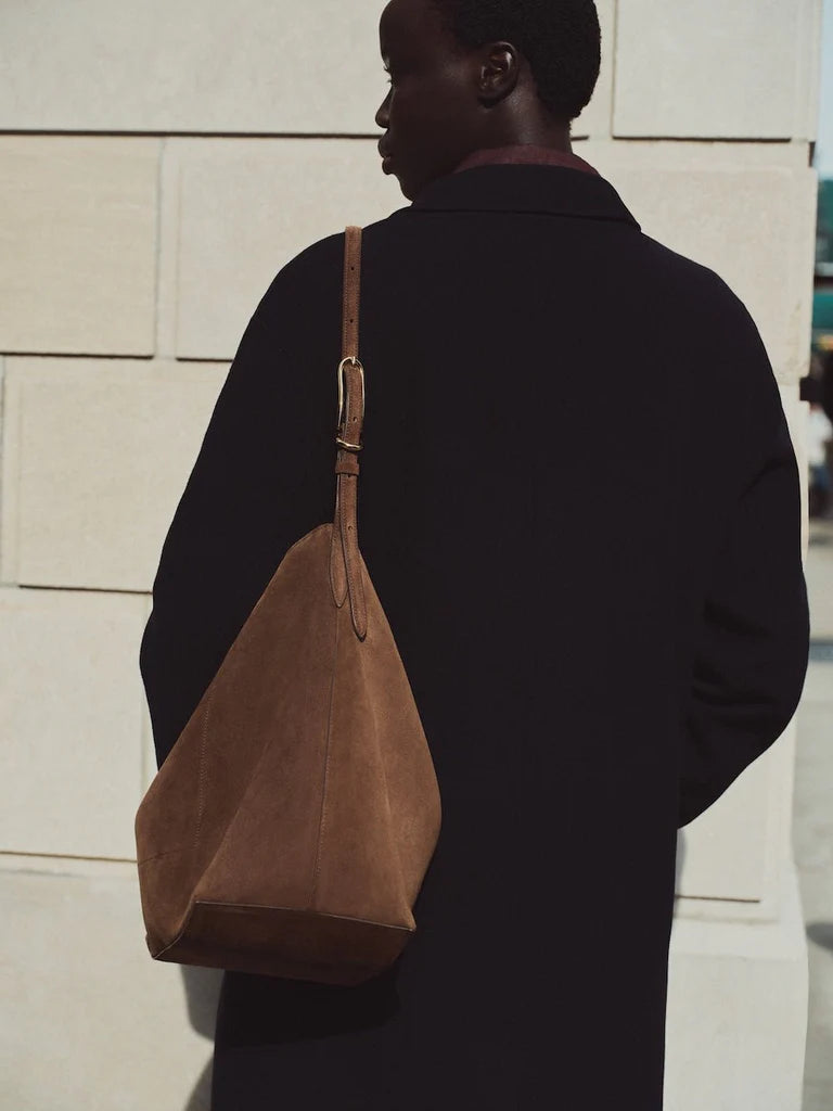 Liffner Suede Slouch Bucket Bag - Dark Brown