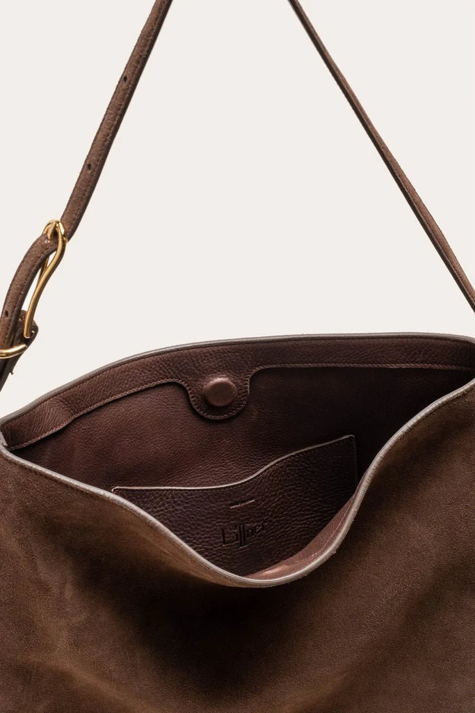 Liffner Suede Slouch Bucket Bag - Dark Brown