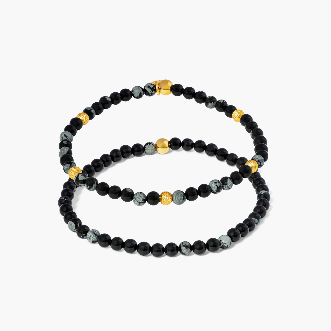 Tateossian Black Sterling Silver Graffiato Sennit Duo Bracelet