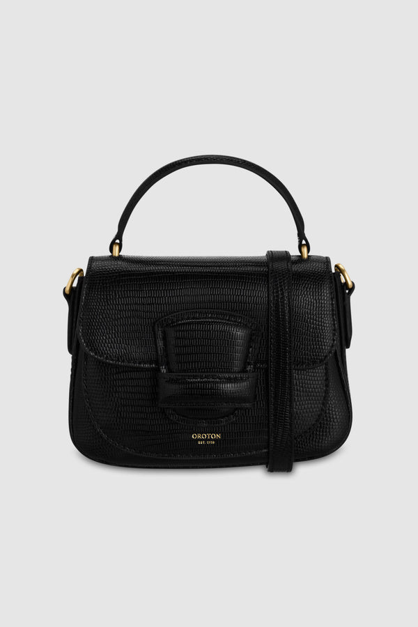 Oroton Carter Texture Mini Day Bag in Black