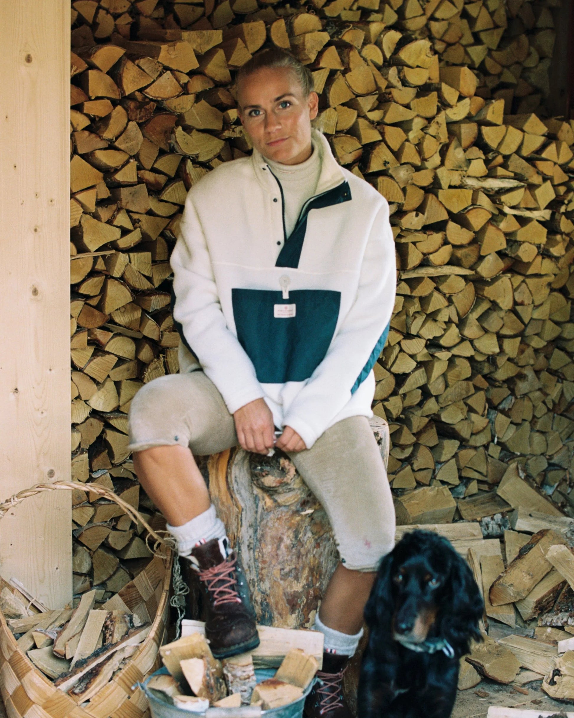 Amundsen V-Bond Waxed Fleece- Natural/Navy
