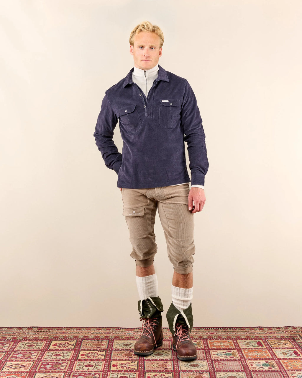 Amundsen Ranger Velvet Half-Zip Shirt - Faded Navy
