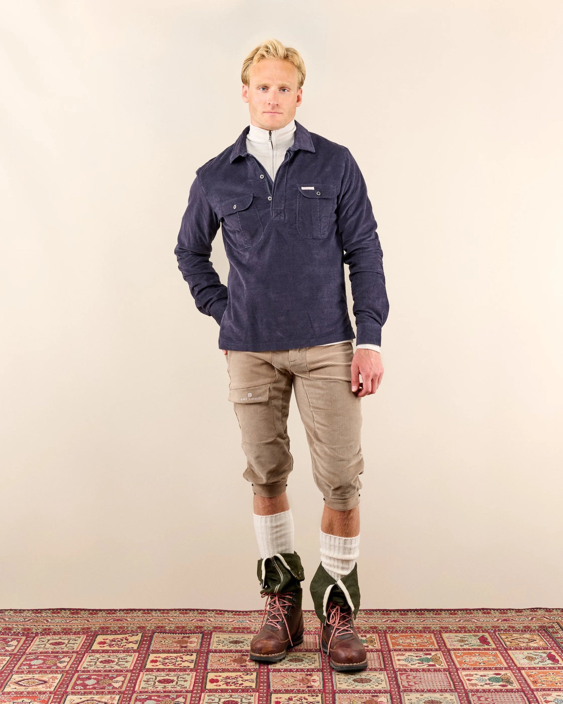 Amundsen Ranger Velvet Half-Zip Shirt - Faded Navy