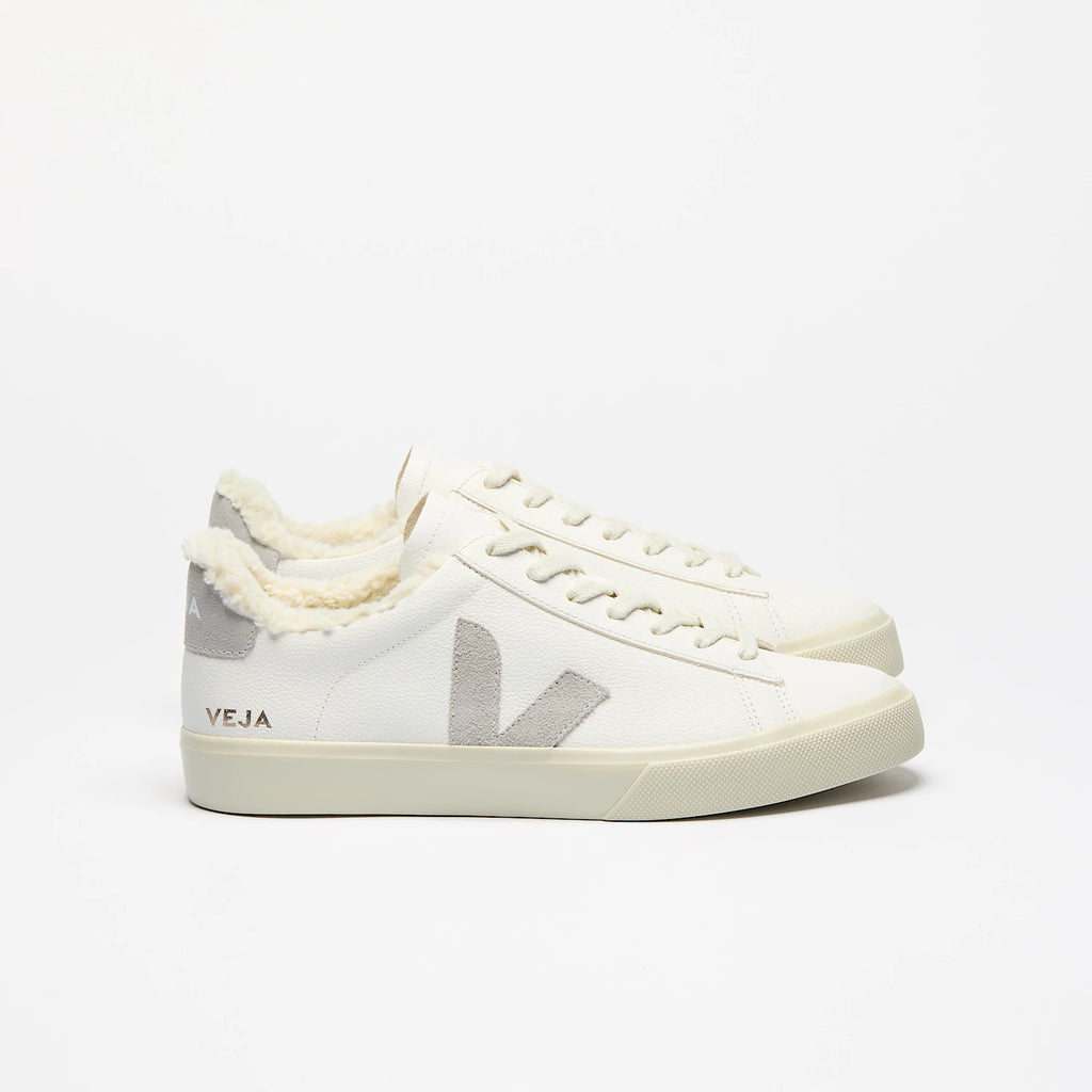 Veja Women's Campo Fured Leather White Light Grey