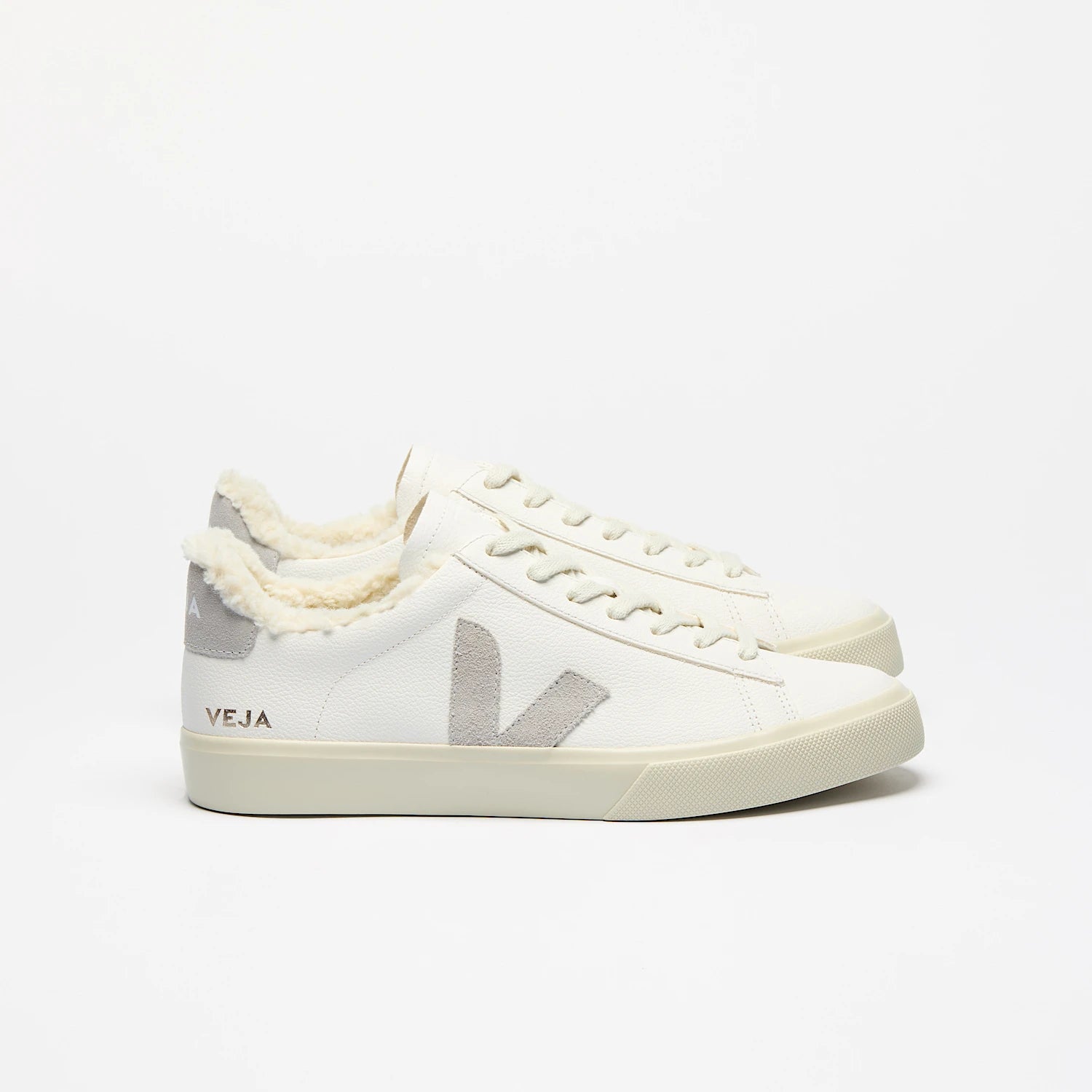 Veja Women's Campo Fured Leather White Light Grey