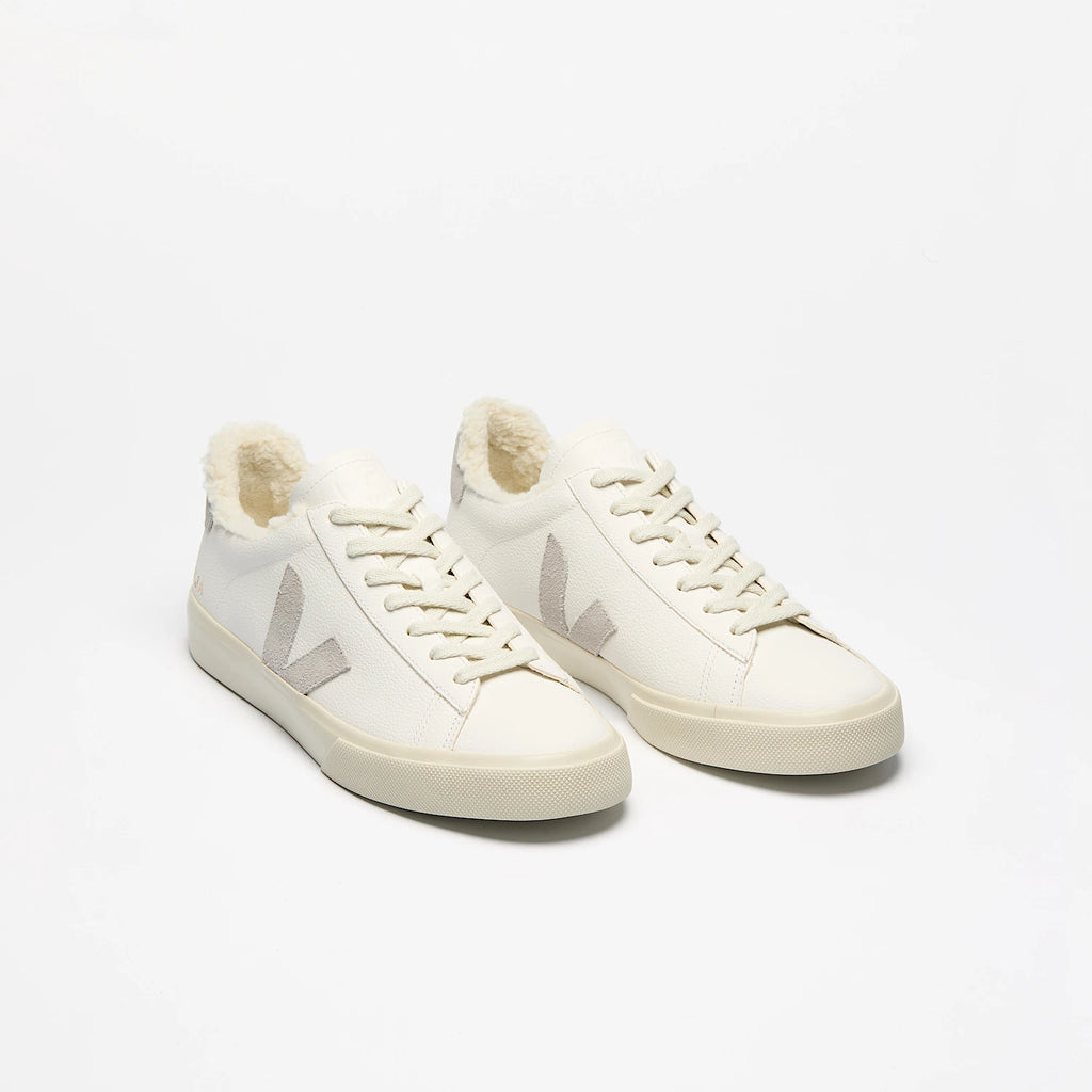 Veja Women's Campo Fured Leather White Light Grey