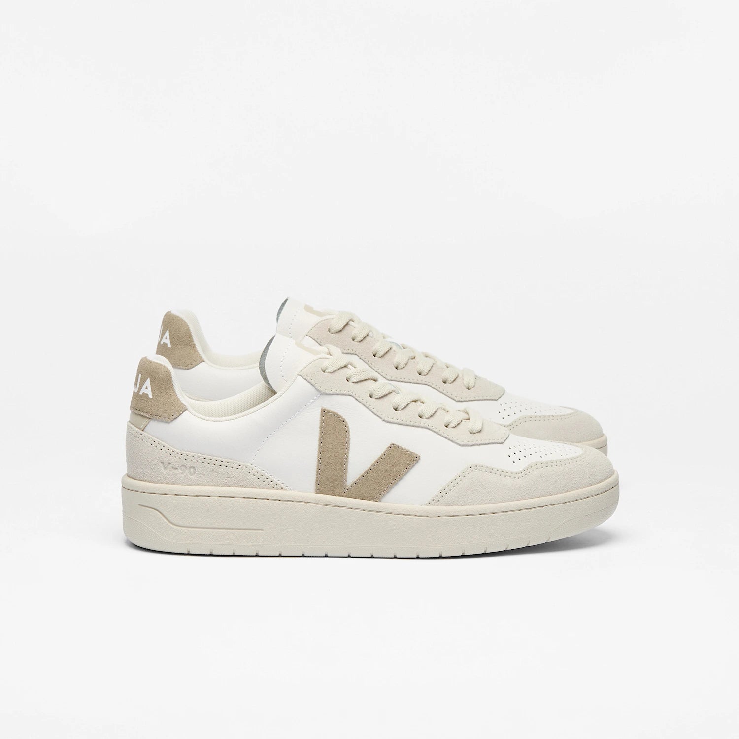 Veja Women's V-90 Leather White Taupe