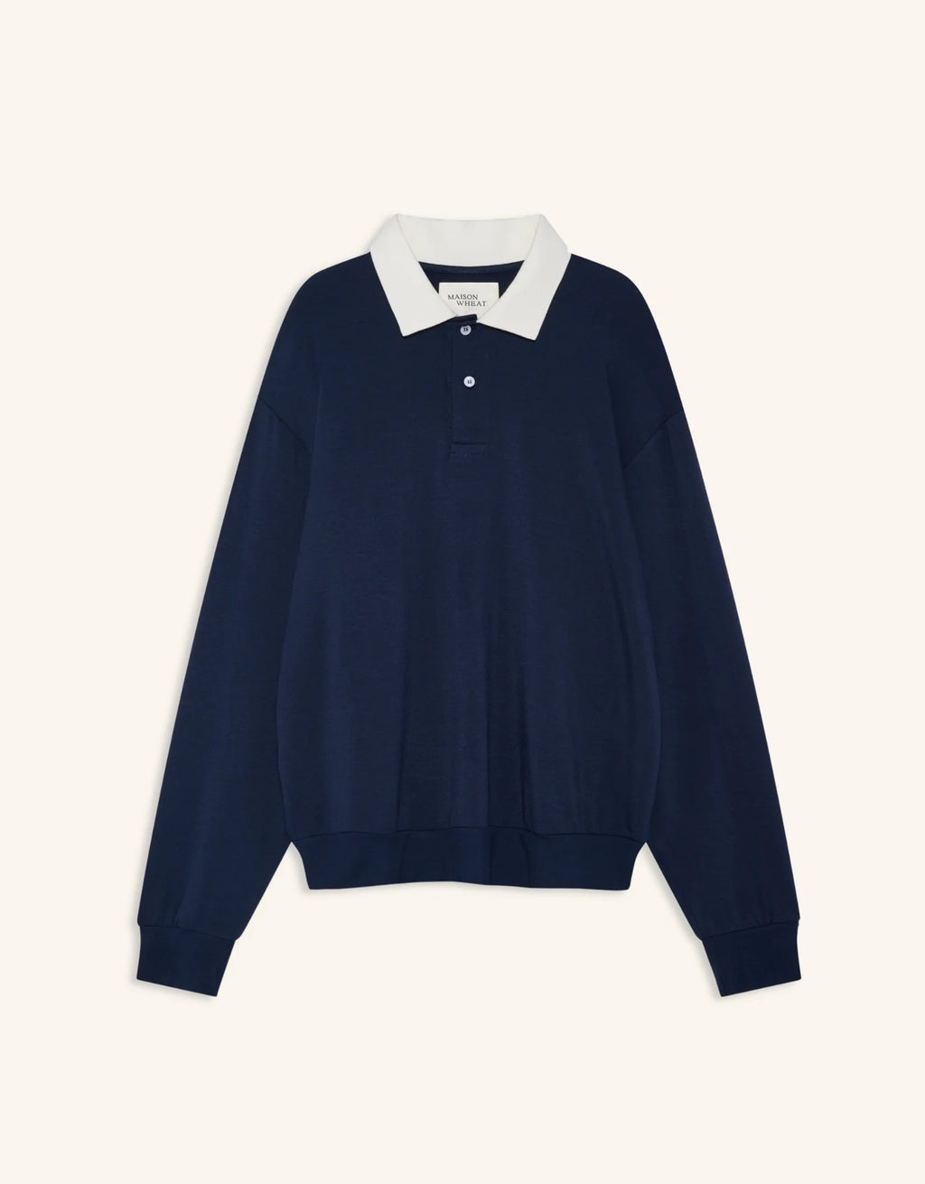 Maison Wheat Wellington Rugby Polo - Navy/White