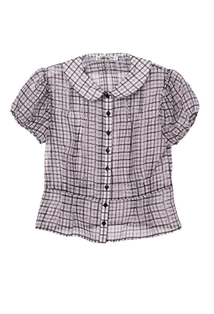 Ciao Lucia Yvonne Sheer Plaid Organza Top