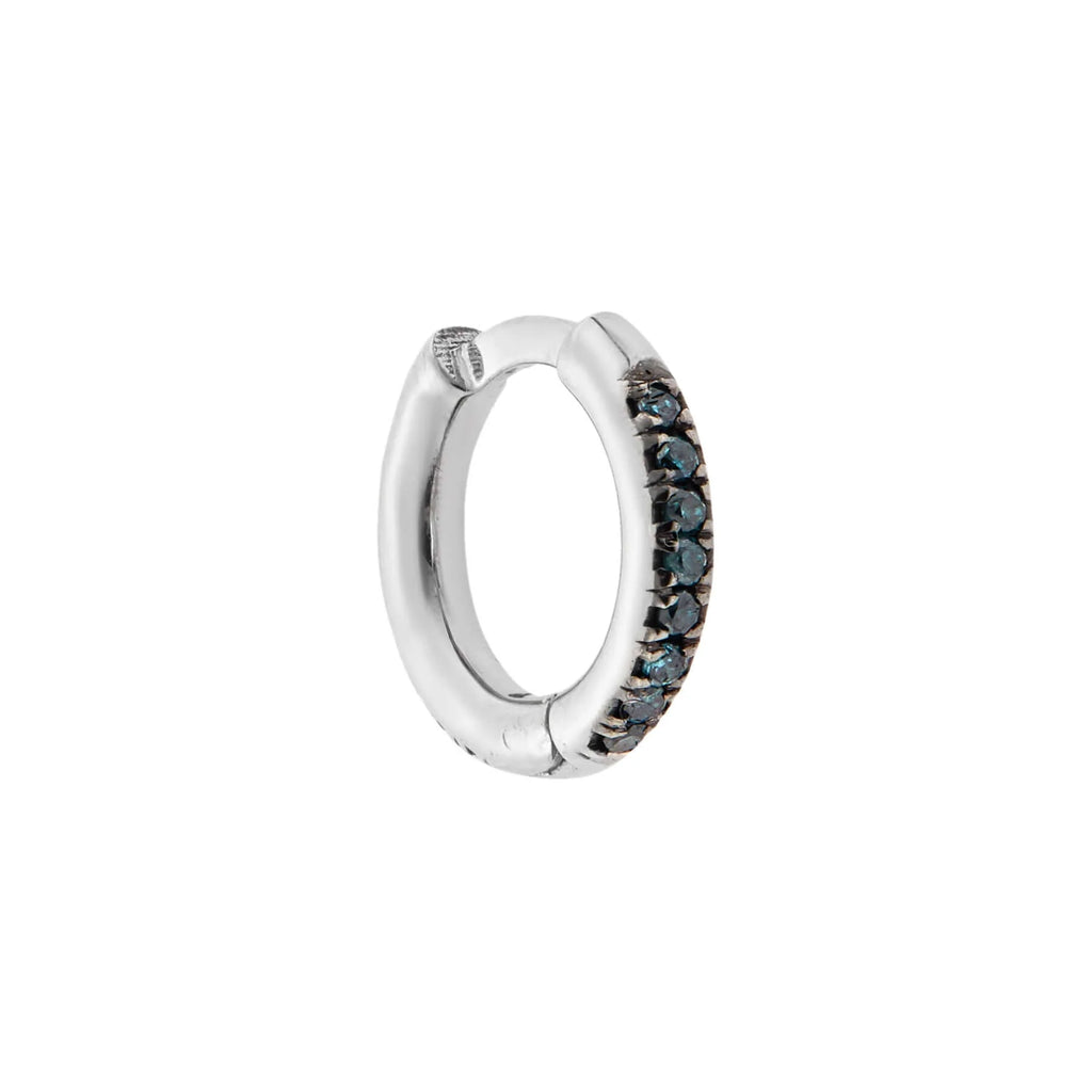 Makri Classic New Midi Hoops White Gold with Blue Diamonds