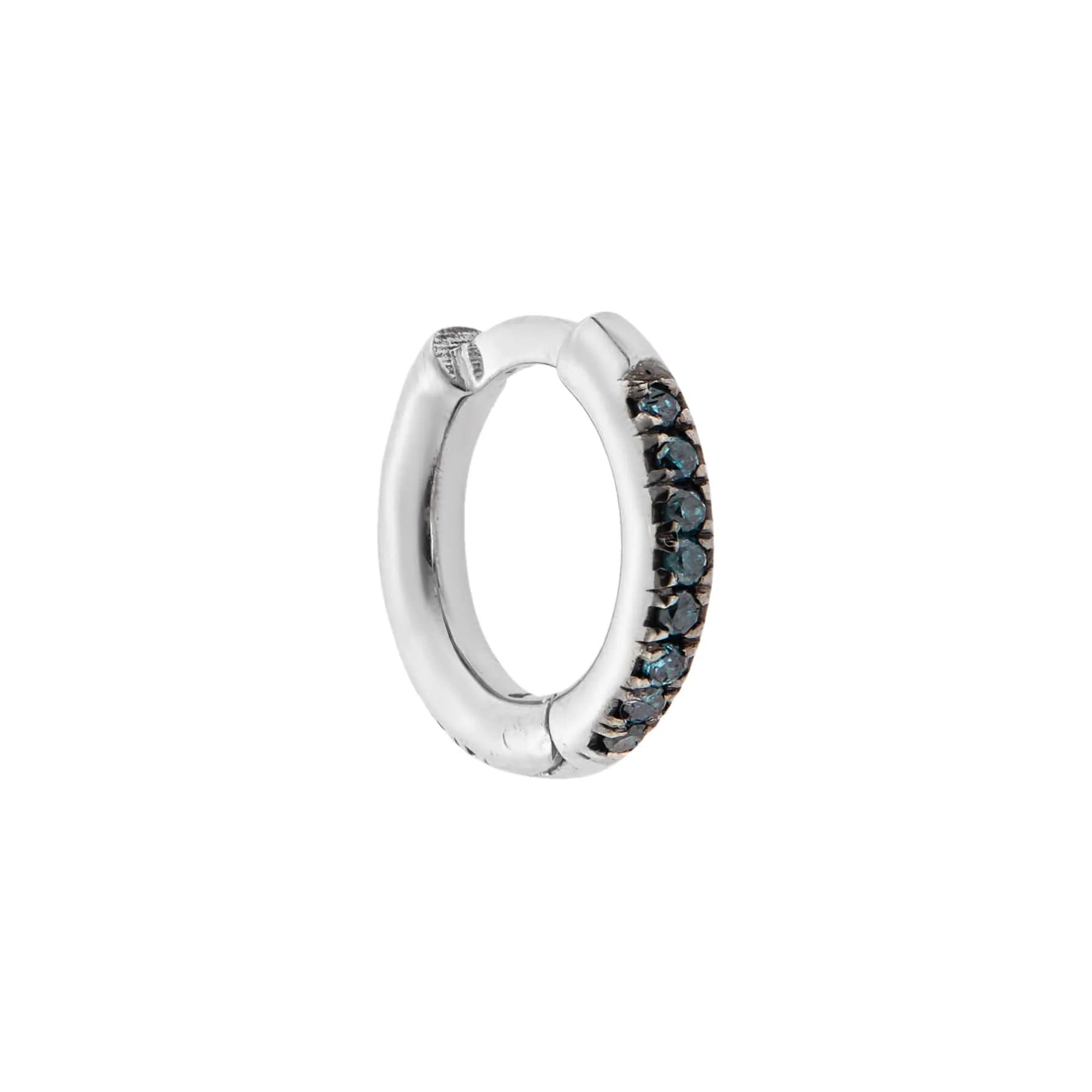 Makri Classic New Midi Hoops White Gold with Blue Diamonds