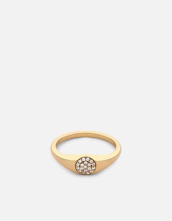 Miansai Thin Horizon Signet Ring Gold Vermeil/Sapphire