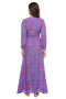 Kate Long-Sleeve Dress in Bloom Print Persian Blue