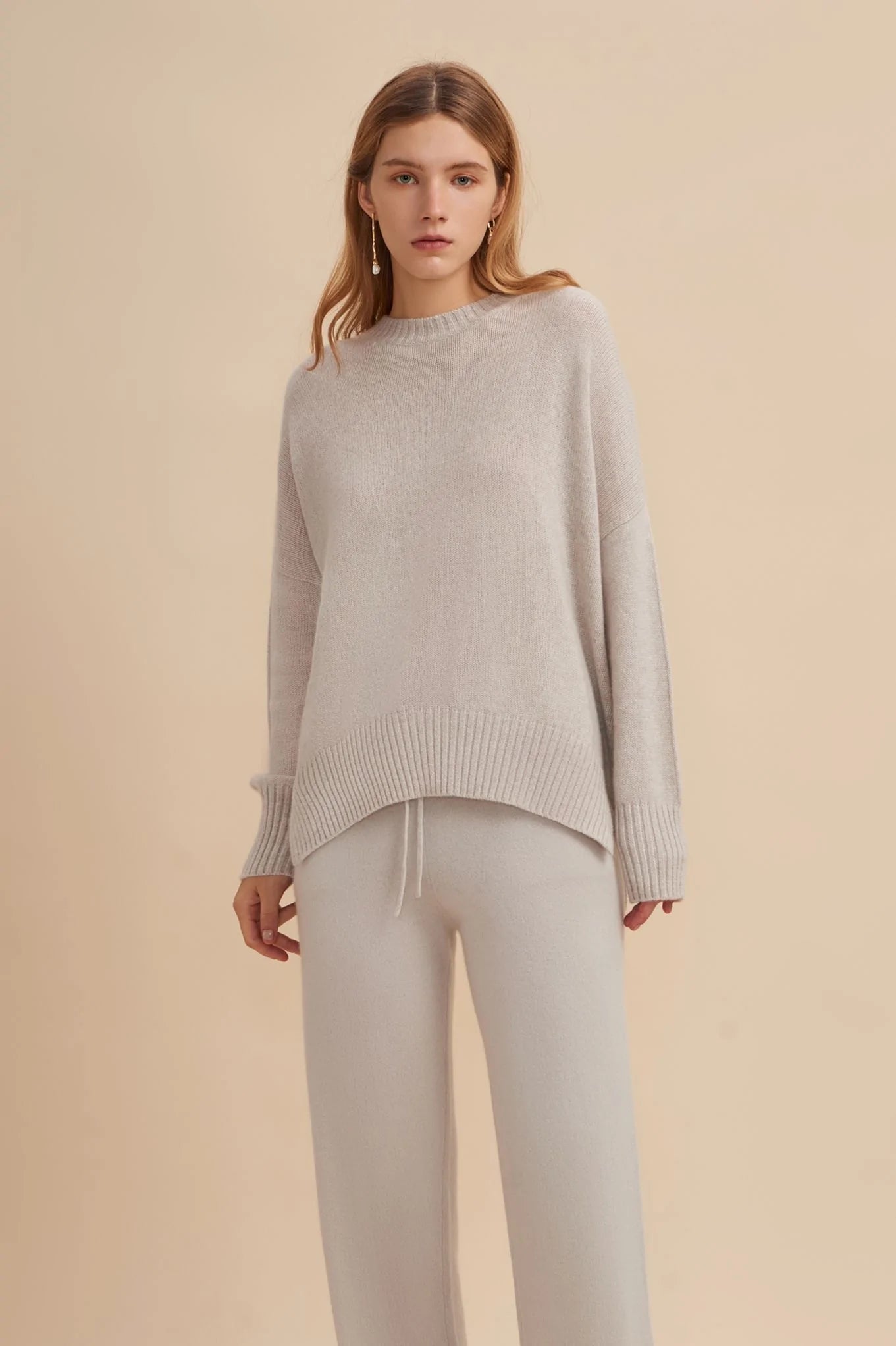 W.Cashmere Joey Oversized Crew Neck Sweater  - Oatmeal