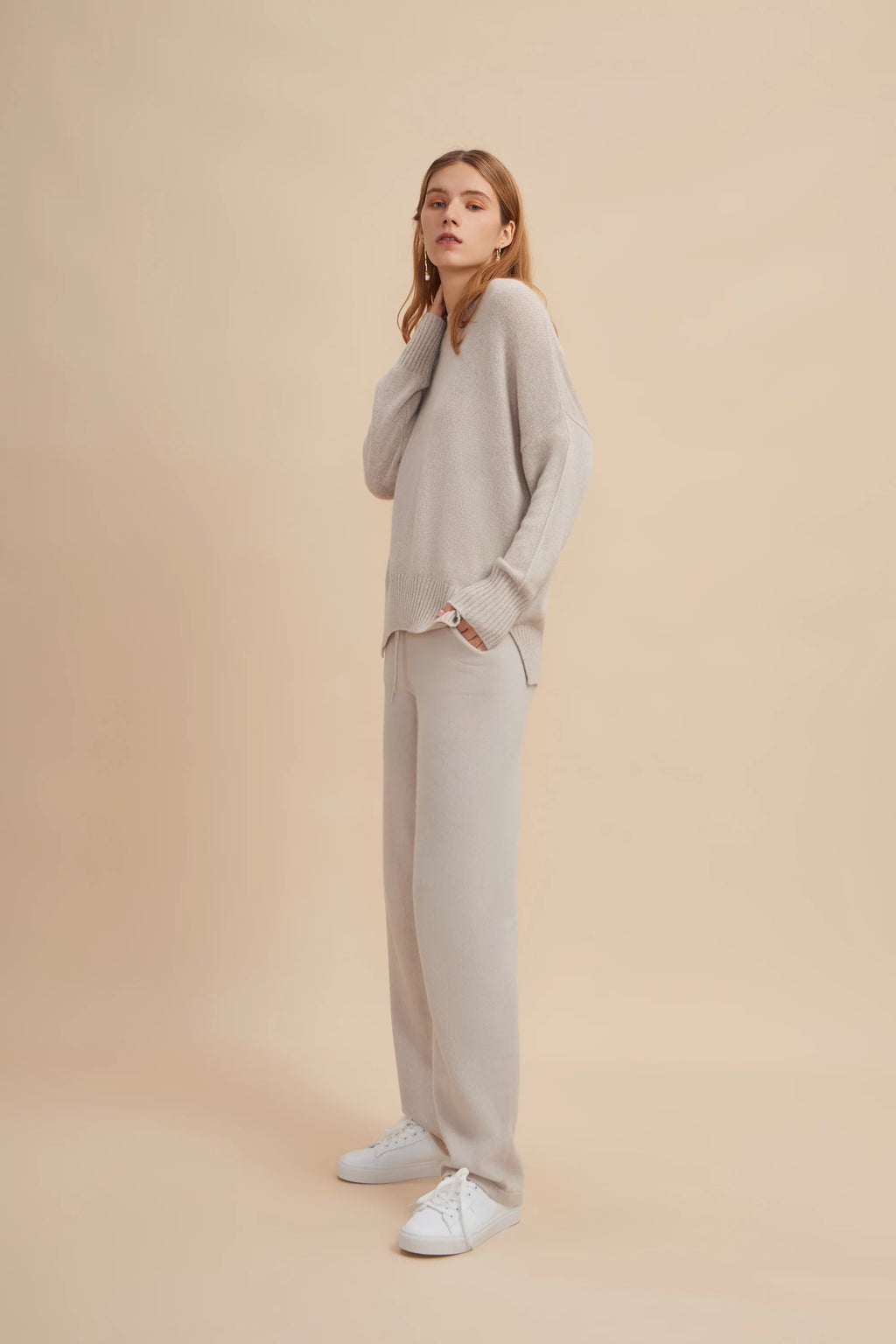 W.Cashmere Joey Oversized Crew Neck Sweater  - Oatmeal