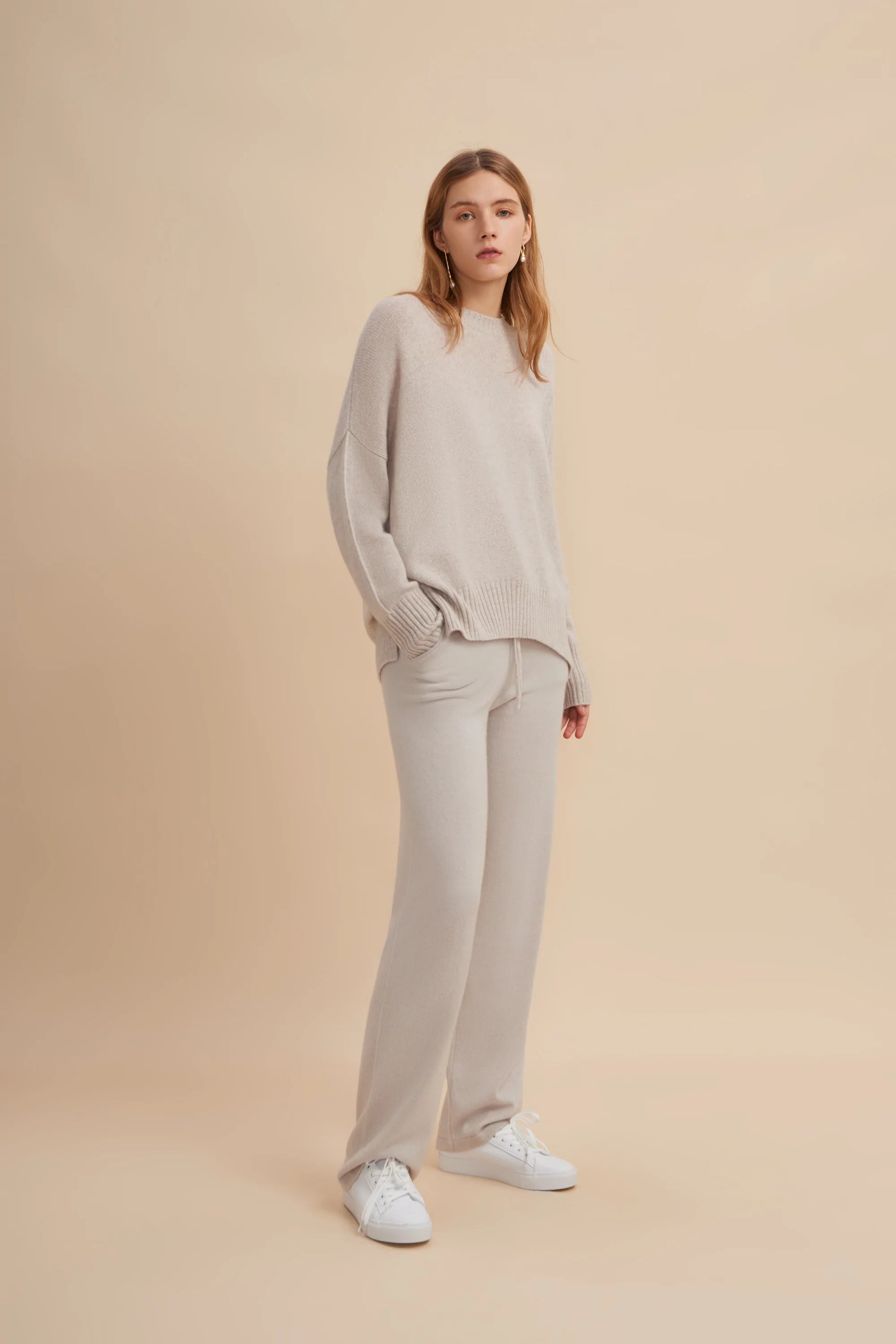 W.Cashmere Joey Oversized Crew Neck Sweater  - Oatmeal