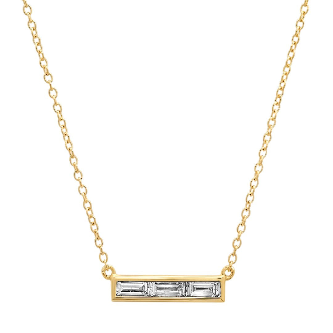 Triple Diamond Baguette Necklace